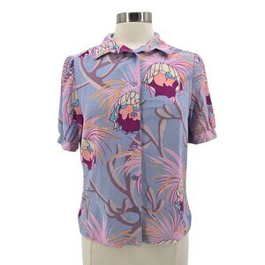 Vintage W.C.C. West Coast Connection Juniors 13 Top Hawaiian Floral Tropical